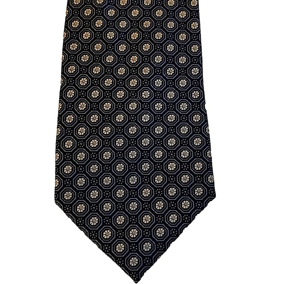 NEIMAN Marcus Blue Print Silk Tie - Picture 3 of 5